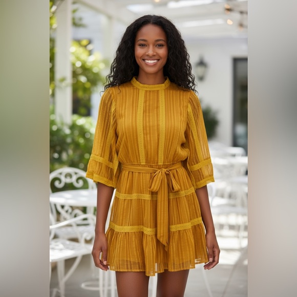 Love Colette Elegant Mustard Yellow Dress - Picture 1 of 5